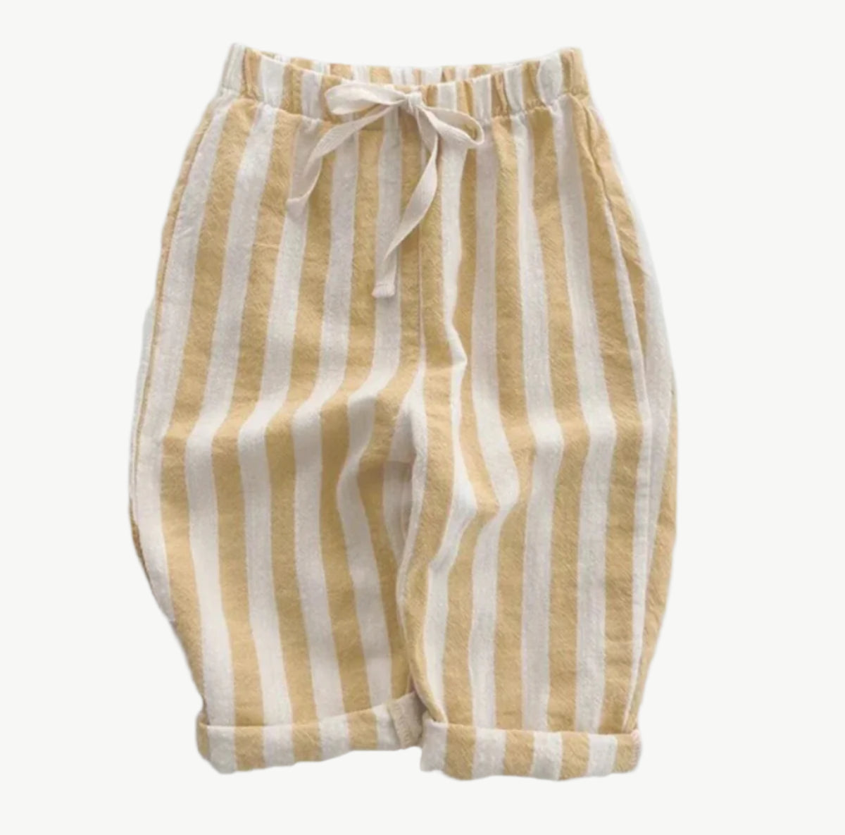 Bequeme Streifenhose aus Bio - Baumwolle mit Kordelzug für Kinder – Atmungsaktiv und Hypoallergen - Mayfair ModaKhaki18 - 24M