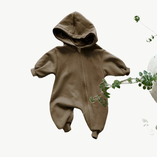 Bequemer Kapuzenoverall aus 100% Bio - Baumwolle für Kinder – Atmungsaktiv & Hypoallergen - Mayfair ModaGrün1 - 3M