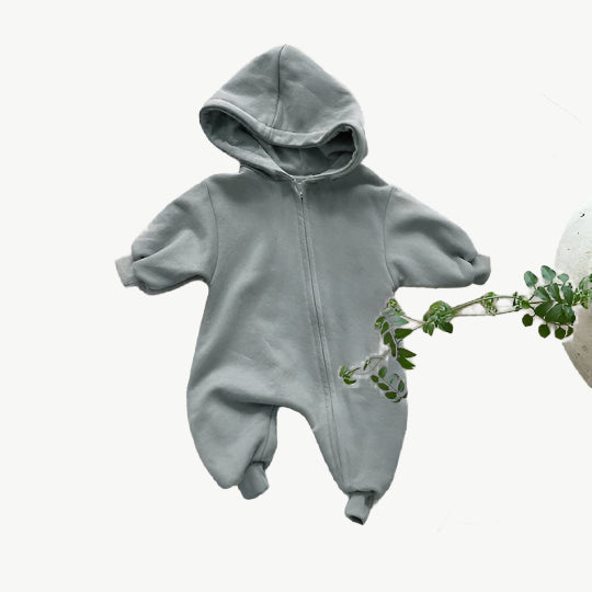 Bequemer Kapuzenoverall aus 100% Bio - Baumwolle für Kinder – Atmungsaktiv & Hypoallergen - Mayfair ModaGrün1 - 3M
