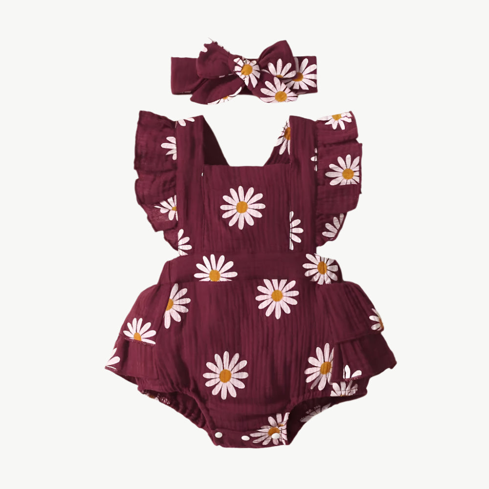 Bequemes Strampler Baby Set Aus Baumwolle Mit Bezauberndem Daisy - Design Für Babys - Mayfair ModaRot0 - 3M