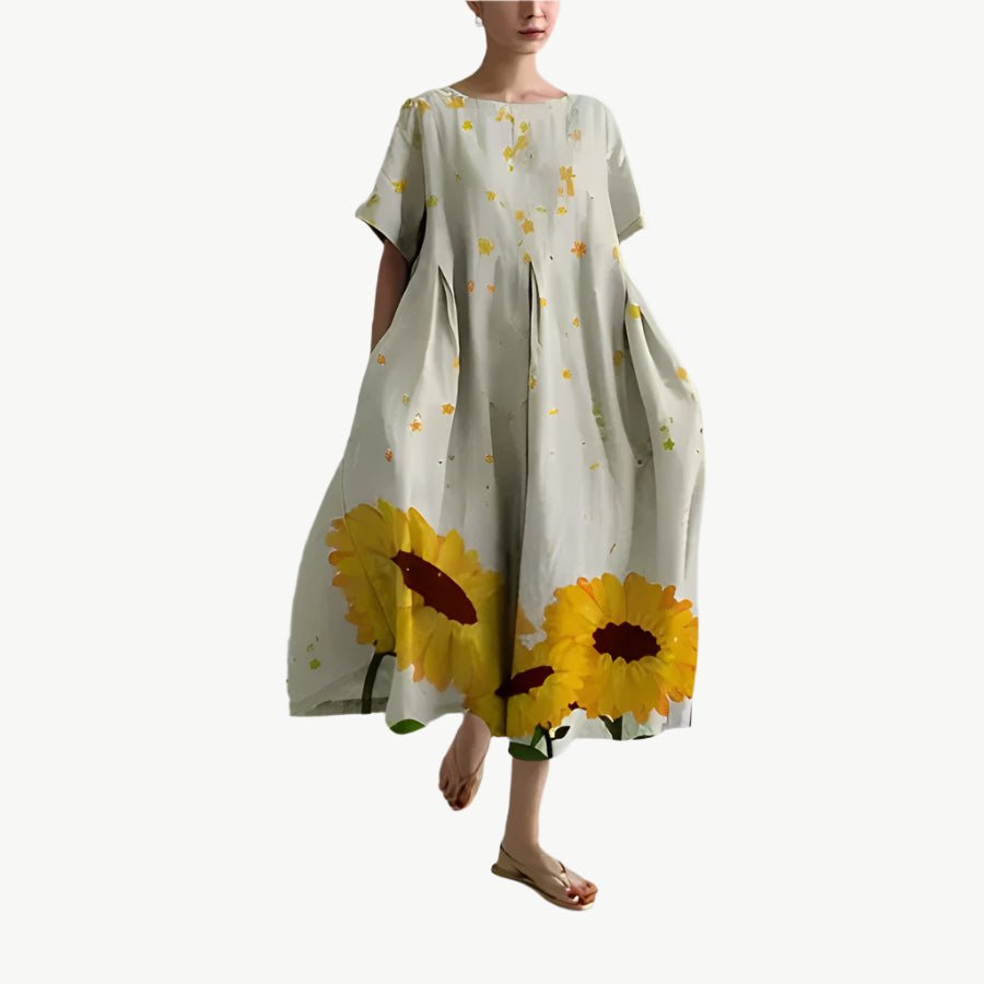 Elin - Lässiges bedrucktes Kleid - Mayfair ModaBeigeS