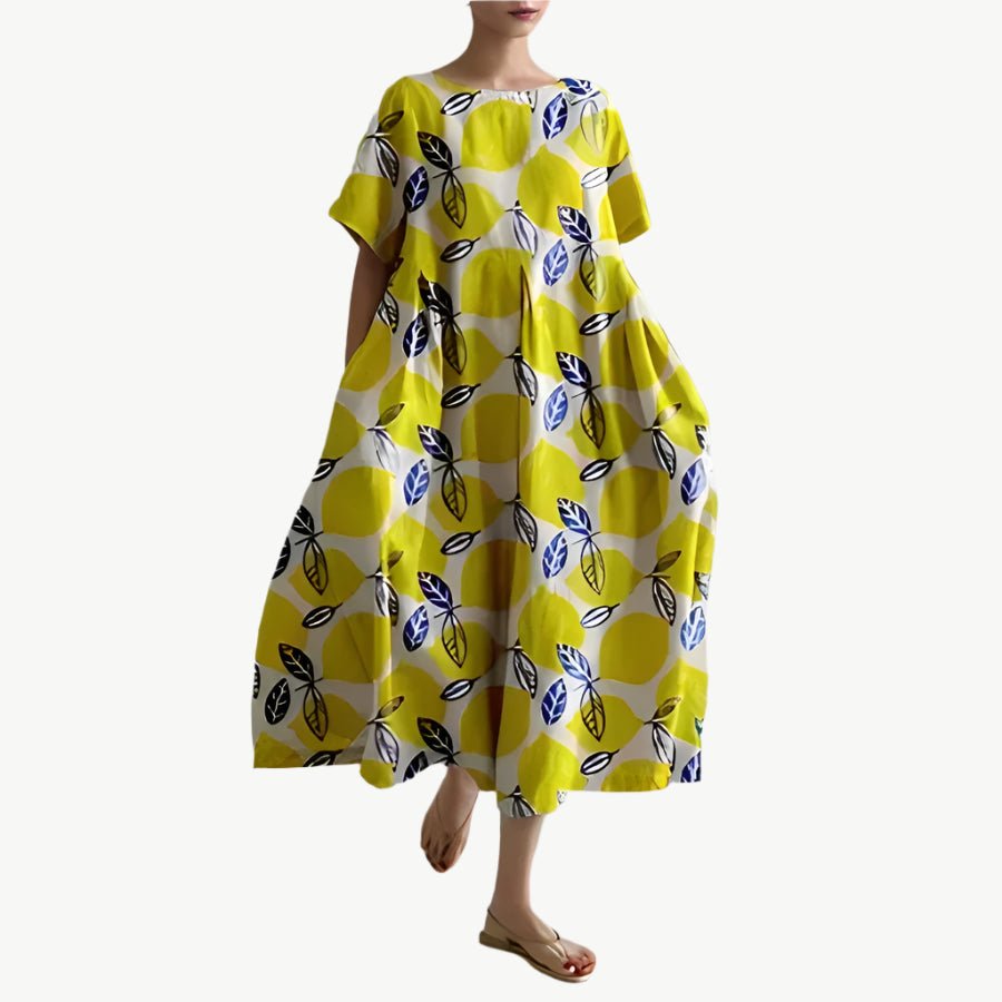 Elin - Lässiges bedrucktes Kleid - Mayfair ModaGelbS