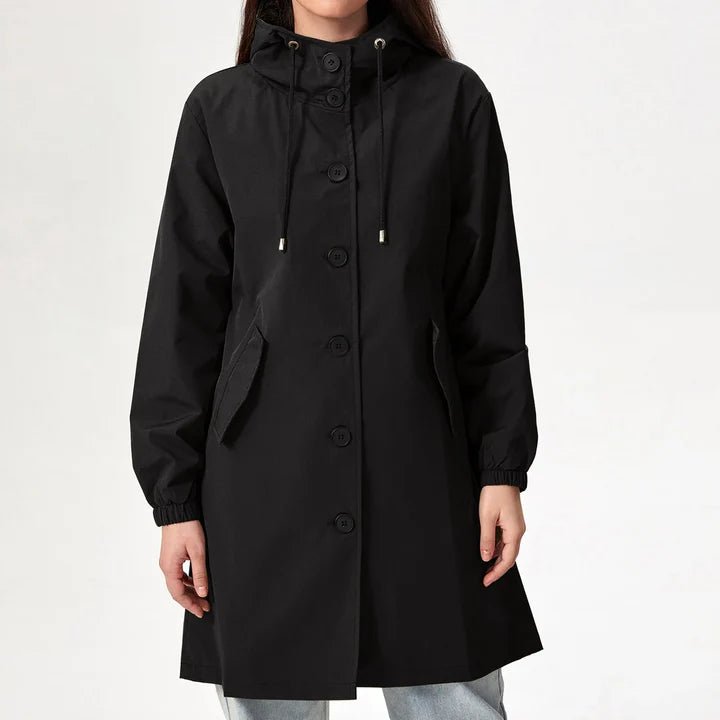 Fawn - Regenmantel mit Kapuze - Mayfair ModaSchwarzS - 36 EU