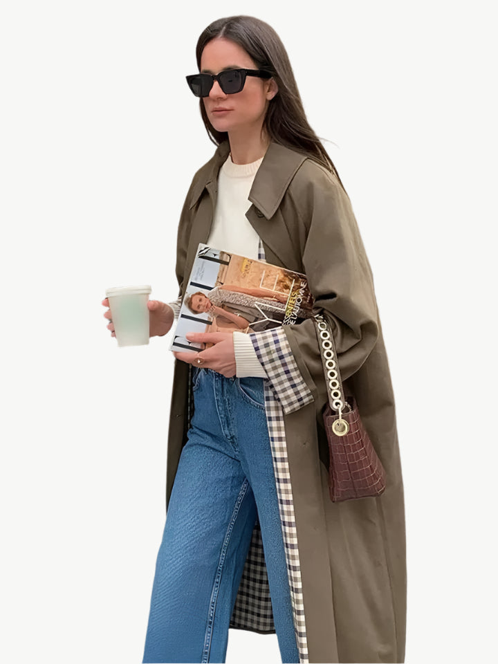 Sorelisse - Kariert Gefütterte Einreihige Jacke - Mayfair ModaKhakiS