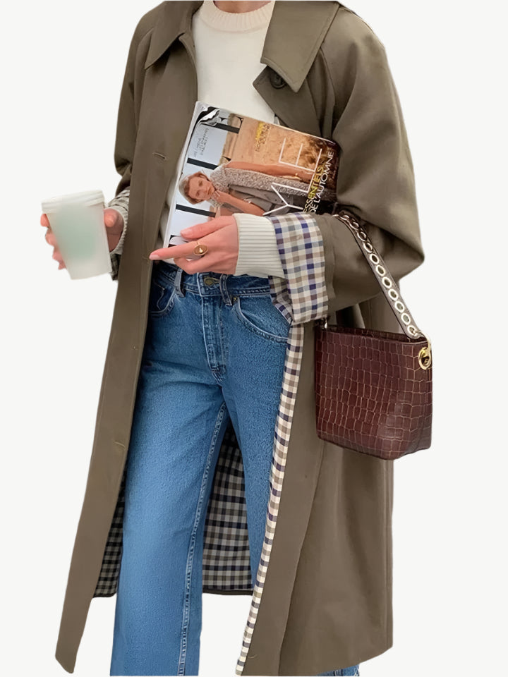 Sorelisse - Kariert Gefütterte Einreihige Jacke - Mayfair ModaKhakiS