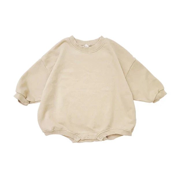 Atmungsaktiver Kinder Sweatshirt Strampler aus Bio - Baumwolle – hypoallergen & umweltfreundlich - Mayfair ModaBeige1 - 3M