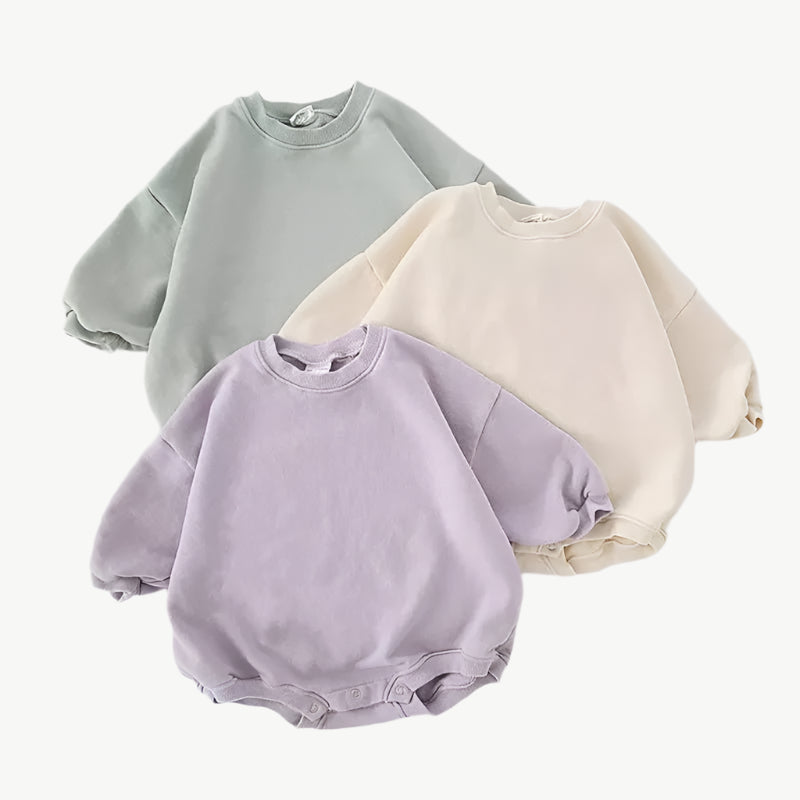 Atmungsaktiver Kinder Sweatshirt Strampler aus Bio - Baumwolle – hypoallergen & umweltfreundlich - Mayfair ModaCreme1 - 3M