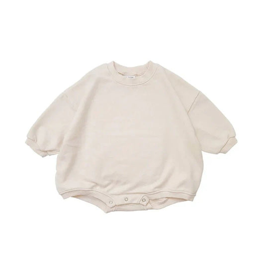 Atmungsaktiver Kinder Sweatshirt Strampler aus Bio - Baumwolle – hypoallergen & umweltfreundlich - Mayfair ModaCreme1 - 3M