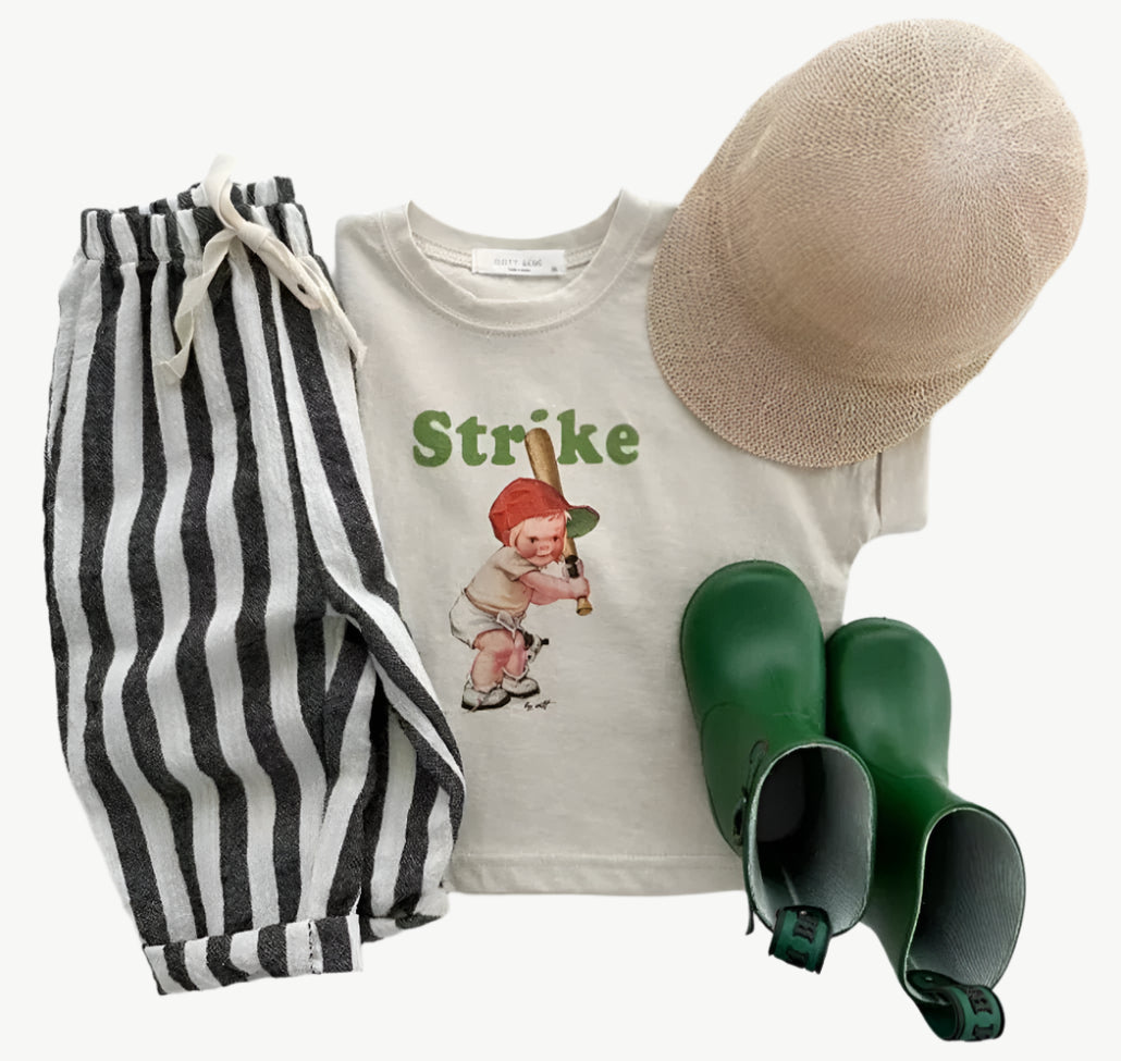 Bequeme Streifenhose aus Bio - Baumwolle mit Kordelzug für Kinder – Atmungsaktiv und Hypoallergen - Mayfair ModaKhaki18 - 24M