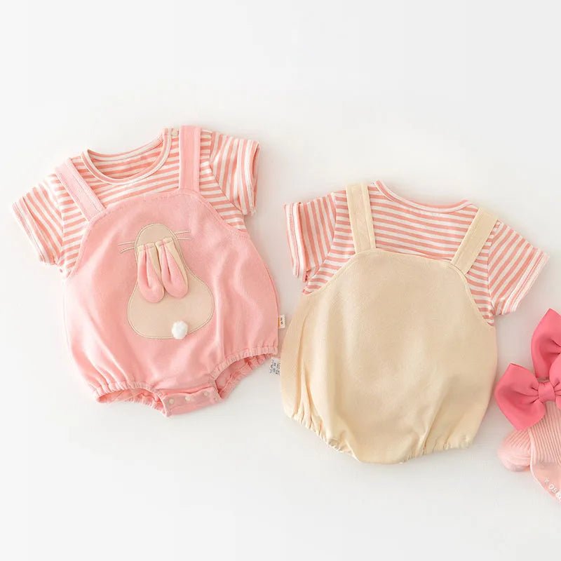 Bequemer Hasenoverall aus 100% Bio - Baumwolle für Kinder – Atmungsaktiv & Hypoallergen - Mayfair ModaRosa0 - 6M