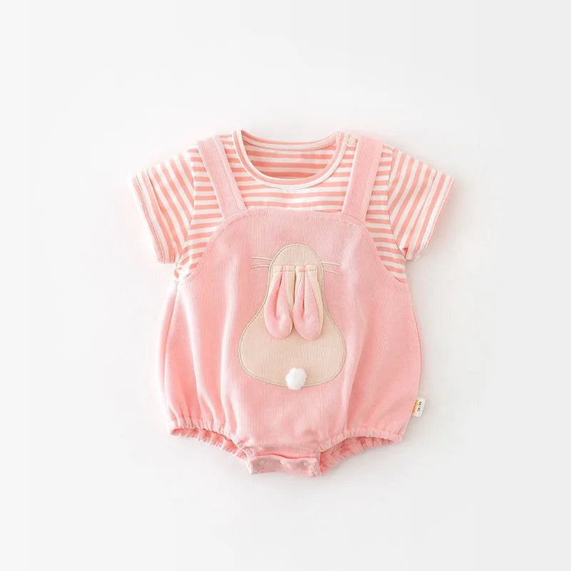 Bequemer Hasenoverall aus 100% Bio - Baumwolle für Kinder – Atmungsaktiv & Hypoallergen - Mayfair ModaRosa0 - 6M