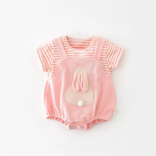 Bequemer Hasenoverall aus 100% Bio - Baumwolle für Kinder – Atmungsaktiv & Hypoallergen - Mayfair ModaRosa0 - 6M