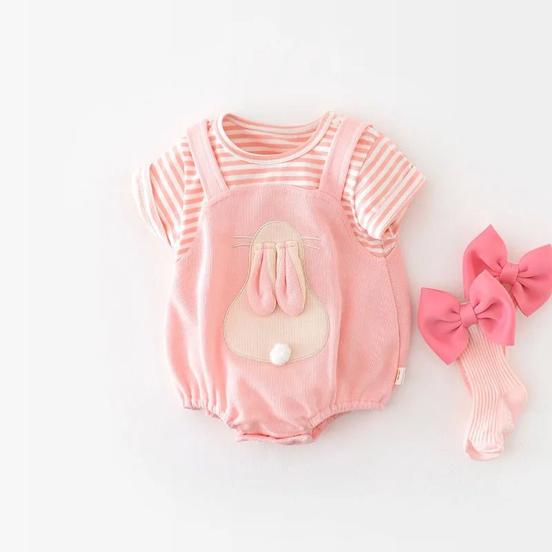 Bequemer Hasenoverall aus 100% Bio - Baumwolle für Kinder – Atmungsaktiv & Hypoallergen - Mayfair ModaRosa0 - 6M