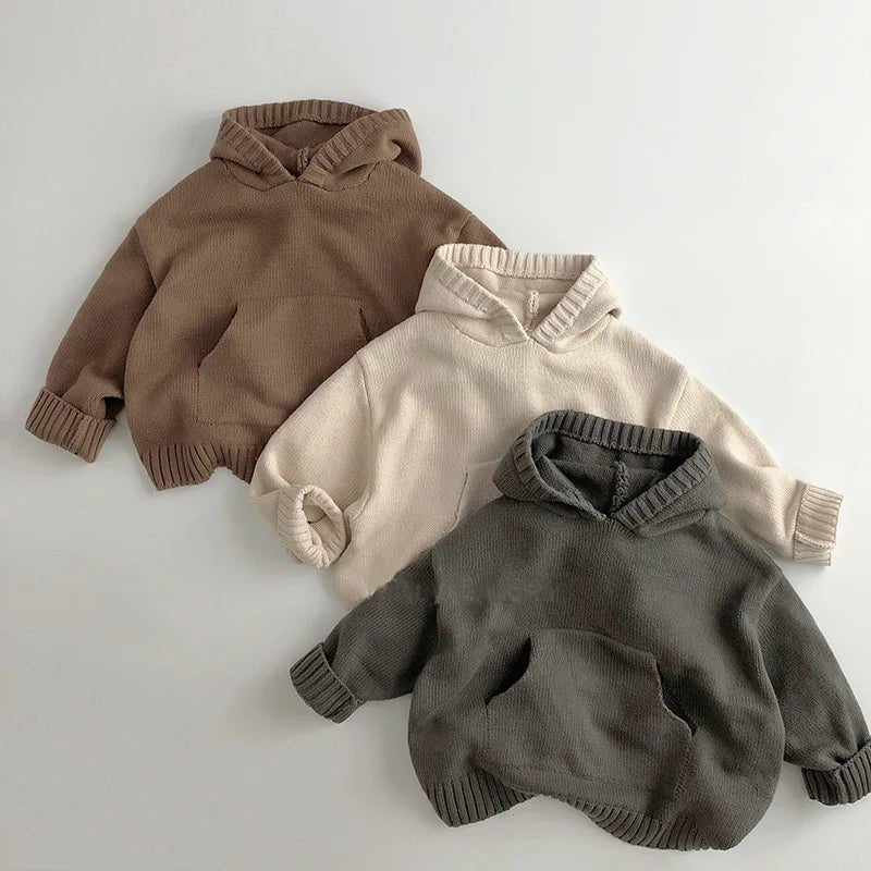 Bequemer Kapuzenpullover für Kinder aus 100% Bio - Baumwolle, Atmungsaktiv & Hypoallergen - Mayfair ModaBraun12M