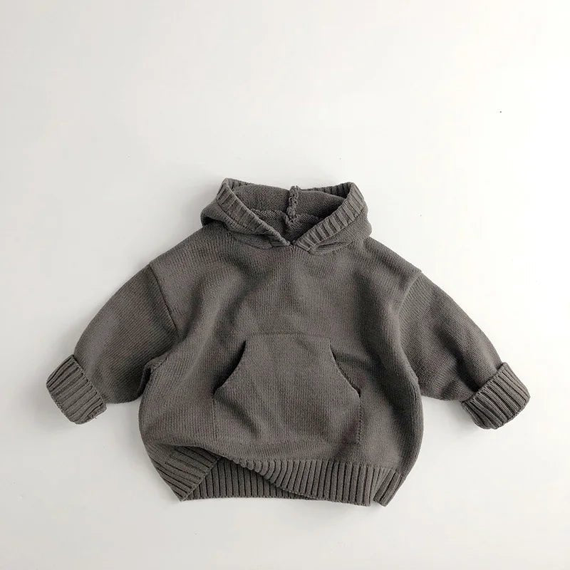 Bequemer Kapuzenpullover für Kinder aus 100% Bio - Baumwolle, Atmungsaktiv & Hypoallergen - Mayfair ModaBraun12M