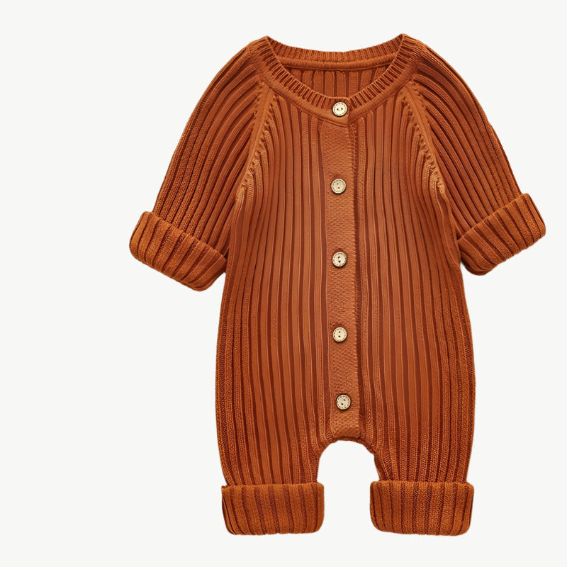 Bequemer Langarm - Strickoverall aus hypoallergenem Baumwollmaterial für Kinder - Mayfair ModaBeige6M
