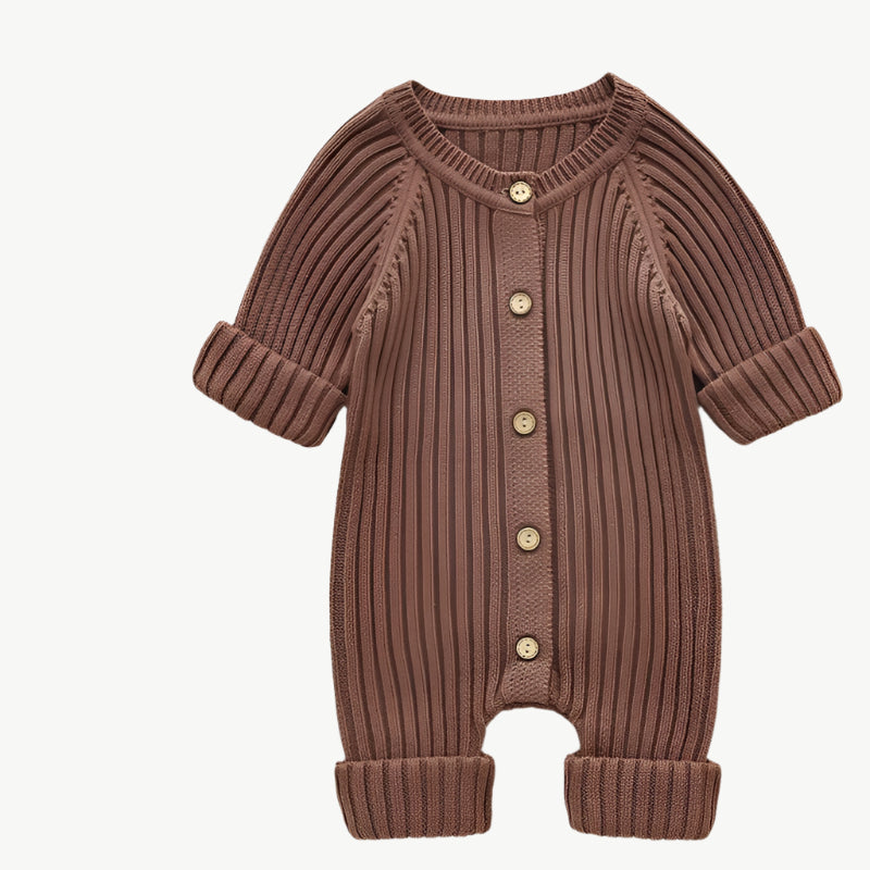 Bequemer Langarm - Strickoverall aus hypoallergenem Baumwollmaterial für Kinder - Mayfair ModaBeige6M
