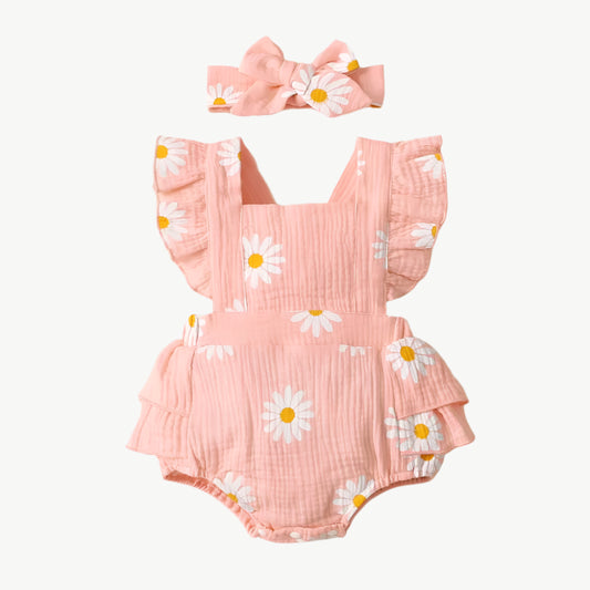 Bequemes Strampler Baby Set Aus Baumwolle Mit Bezauberndem Daisy - Design Für Babys - Mayfair ModaRot0 - 3M