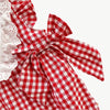 Bestickter Strampler Baby aus Bio - Baumwolle im Erdbeerplaid - Design für empfindliche Haut - Mayfair Moda0 - 3M