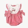 Bestickter Strampler Baby aus Bio - Baumwolle im Erdbeerplaid - Design für empfindliche Haut - Mayfair Moda0 - 3M