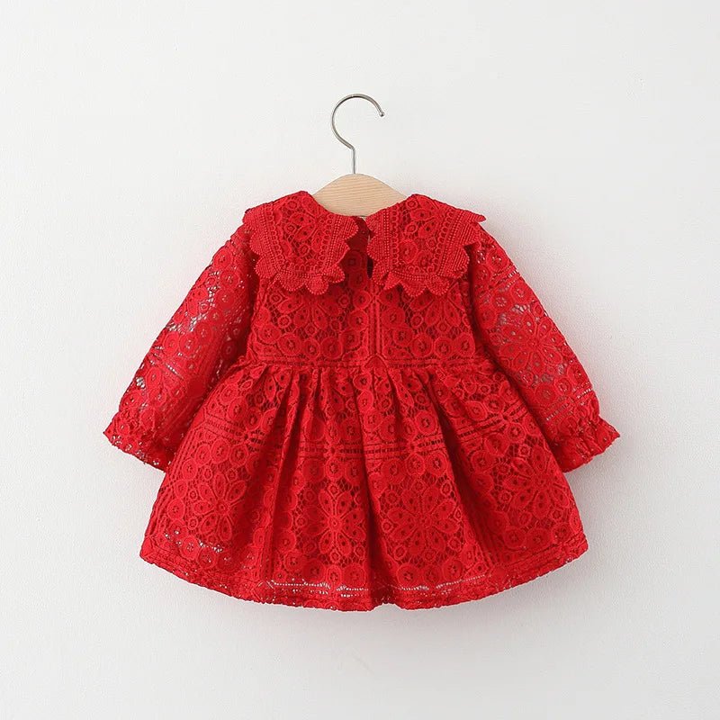 Bio - Baumwoll - Langarm - Spitzenkleid für Kinder – Hypoallergen & Atmungsaktiv - Mayfair ModaRosa6M