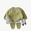 Bio - Baumwoll Waffel Jogger Set für Kinder – Atmungsaktiv & Hypoallergen - Mayfair ModaBeige9 - 12M