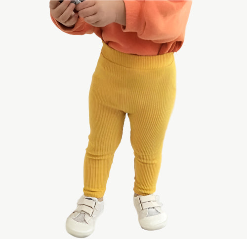 Bio - Baumwolle Doppelpocket Leggings für Kinder – Atmungsaktiv & Hypoallergen - Mayfair ModaGelb12M