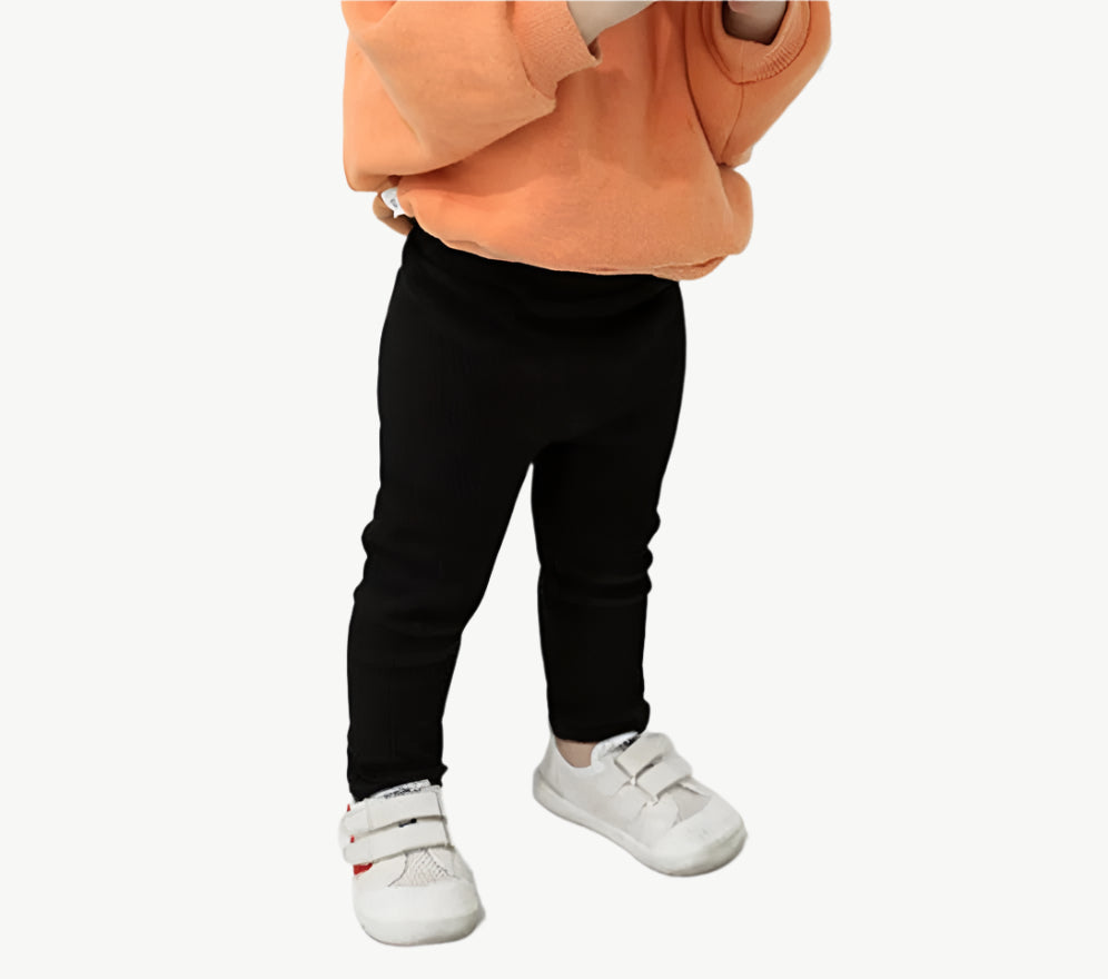 Bio - Baumwolle Doppelpocket Leggings für Kinder – Atmungsaktiv & Hypoallergen - Mayfair ModaSchwarz12M