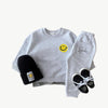 Bio - Baumwolle Jogger Set für Kinder mit Smiley - Gesicht - Print – Bequem & Atmungsaktiv - Mayfair ModaRosa6 - 9M