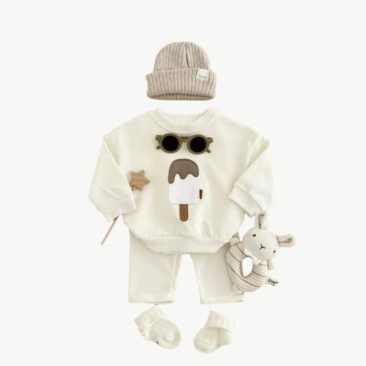 Eis Jogger - Set aus Bio - Baumwolle – Atmungsaktiv, Hypoallergen & Umweltfreundlich - Mayfair ModaBeige9 - 12M