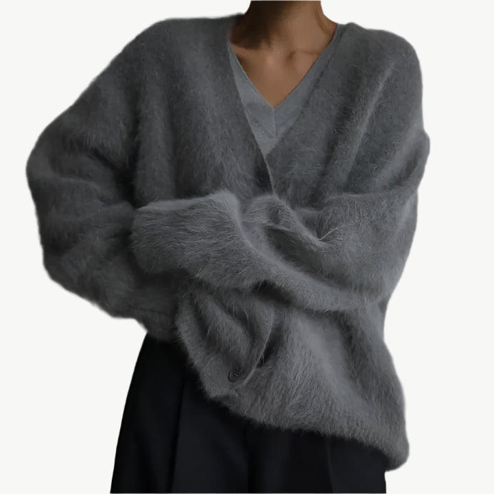 Era - Luxuriöse Strickjacke - Mayfair ModaDunkelgrauS