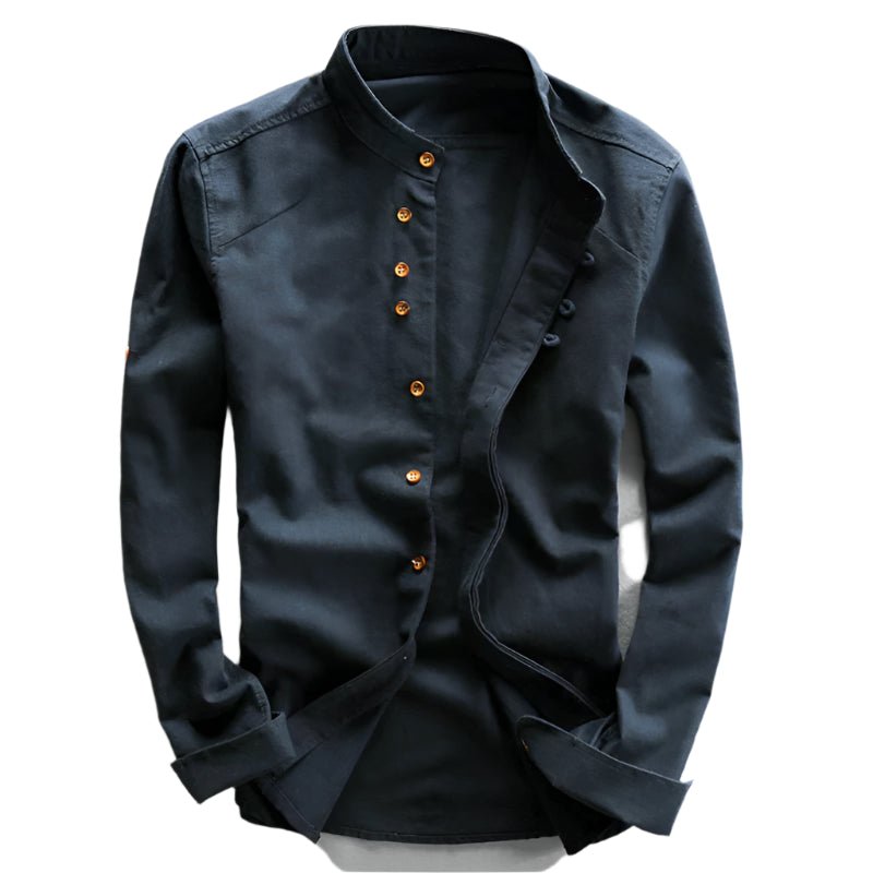 Ethan - Lässiges Langarm - Poloshirt - Mayfair ModaMarineS