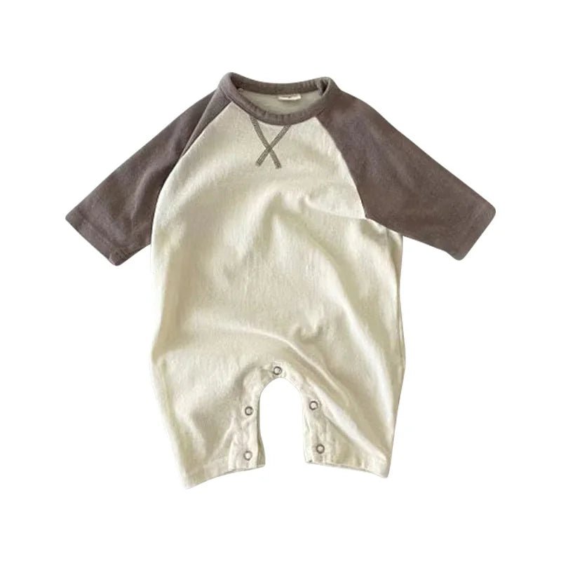 Farbblock Overall aus Bio - Baumwolle für Kinder – Atmungsaktiv & Hypoallergen - Mayfair ModaBraun3 - 6M