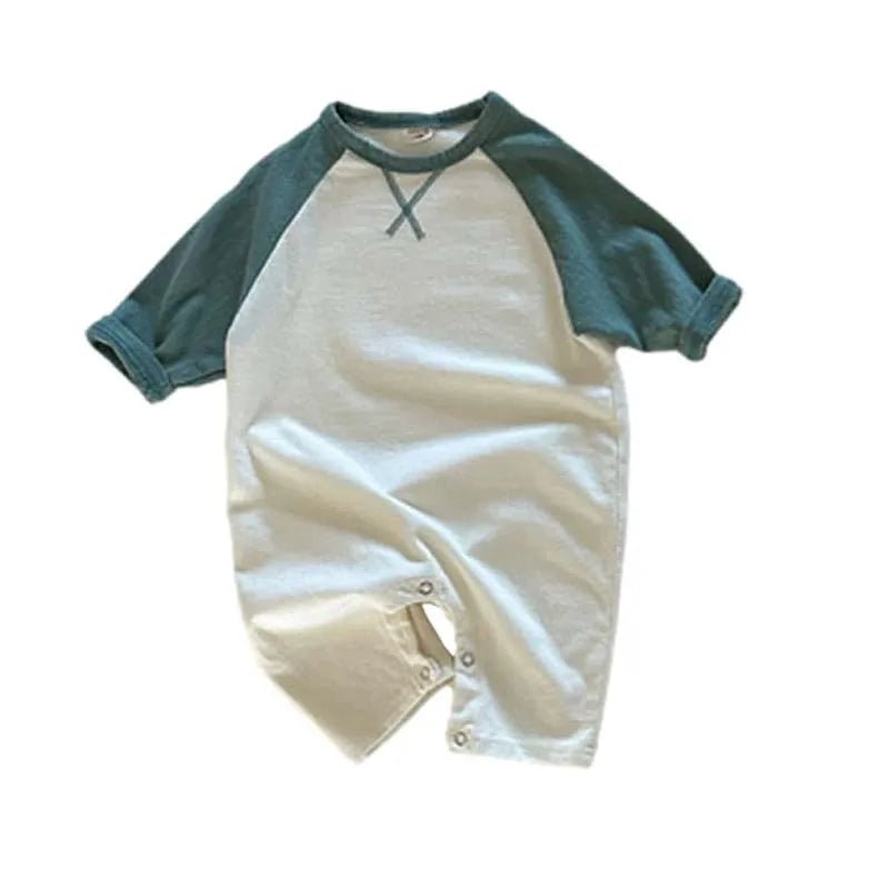 Farbblock Overall aus Bio - Baumwolle für Kinder – Atmungsaktiv & Hypoallergen - Mayfair ModaGrün3 - 6M