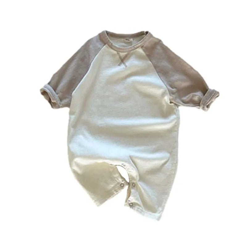 Farbblock Overall aus Bio - Baumwolle für Kinder – Atmungsaktiv & Hypoallergen - Mayfair ModaHellbraun3 - 6M