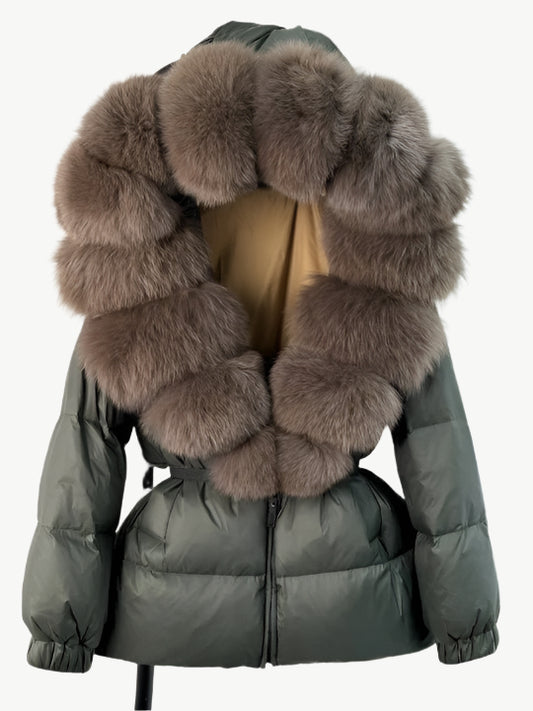 Femmora – Kapuzen - Pufferjacke - Mayfair ModaMoosgrau | Staubiges BraunS (EU36)