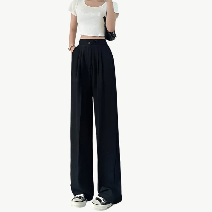 Freisa - High - Waist - Weitbein - Hose - Mayfair ModaSchwarzS