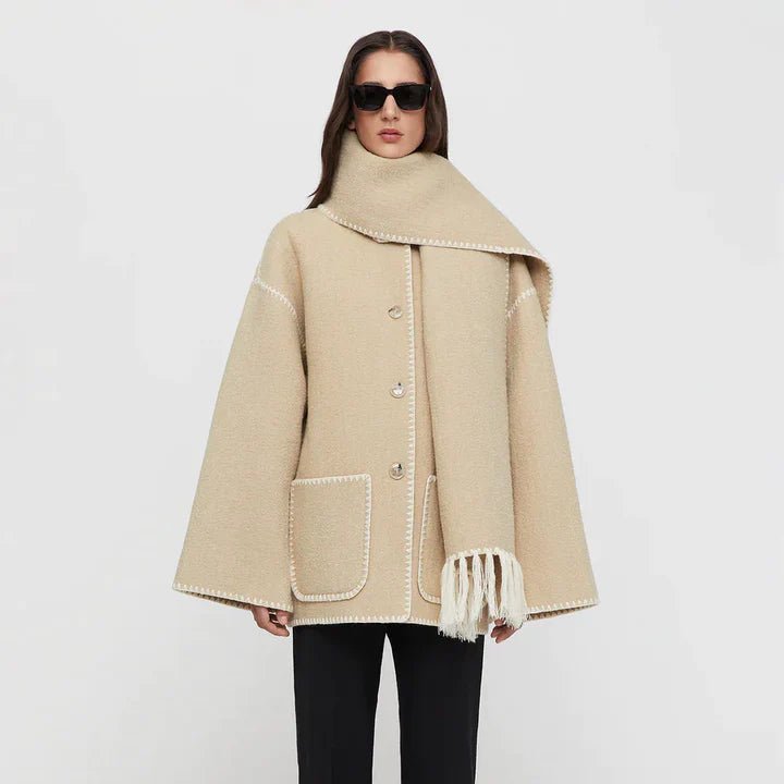 Hapi - Modischer, warmer Mantel mit Schal - Mayfair ModaBeigeXS