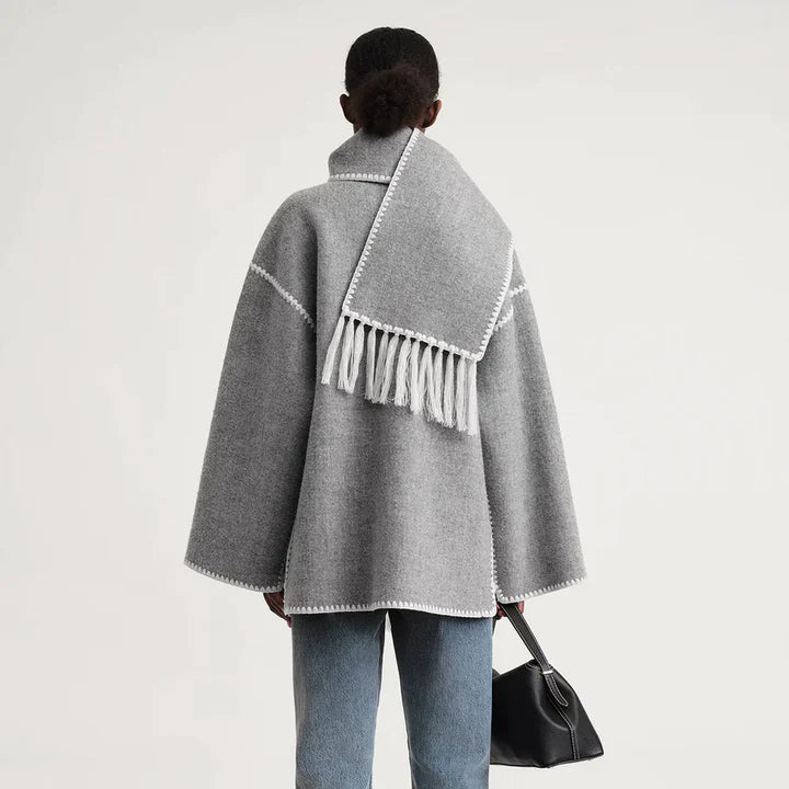 Hapi - Modischer, warmer Mantel mit Schal - Mayfair ModaGrauXS