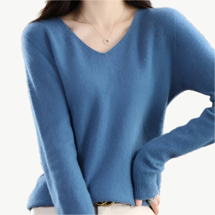 Hazel - Luxuriöser Pullover aus Merinowolle - Mayfair ModaBlauM
