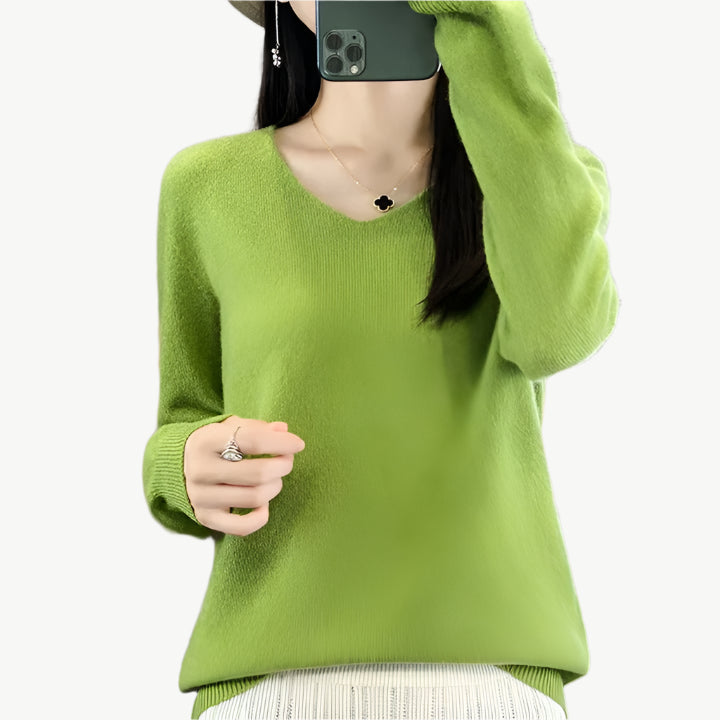 Hazel - Luxuriöser Pullover aus Merinowolle - Mayfair ModaFruchtgrünM