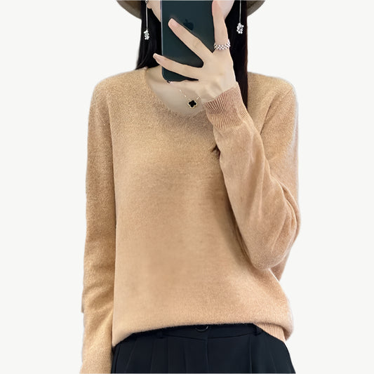 Hazel - Luxuriöser Pullover aus Merinowolle - Mayfair ModaGoldkamelM