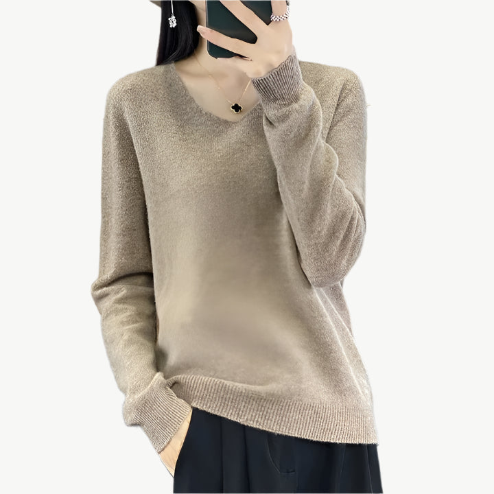 Hazel - Luxuriöser Pullover aus Merinowolle - Mayfair ModaKamelM
