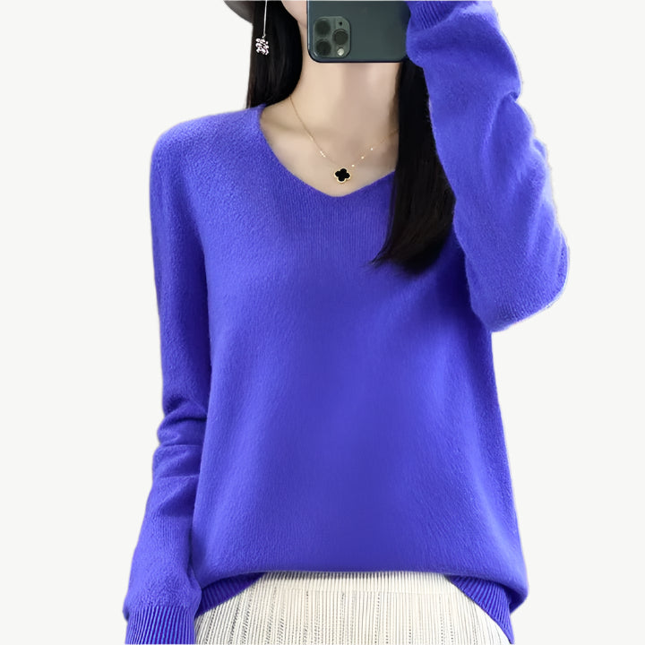 Hazel - Luxuriöser Pullover aus Merinowolle - Mayfair ModaKönigsblauM