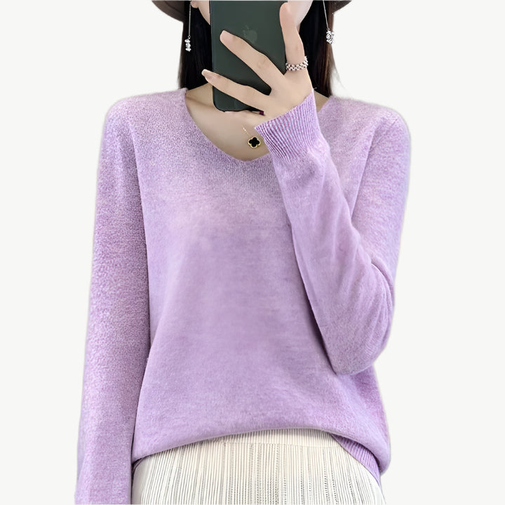 Hazel - Luxuriöser Pullover aus Merinowolle - Mayfair ModaLavendelM