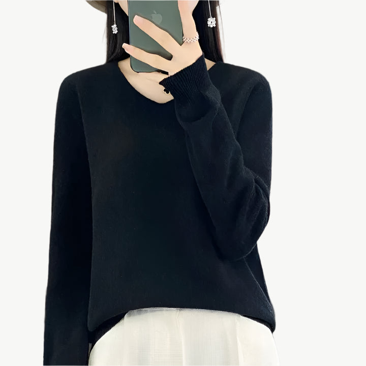 Hazel - Luxuriöser Pullover aus Merinowolle - Mayfair ModaSchwarzM