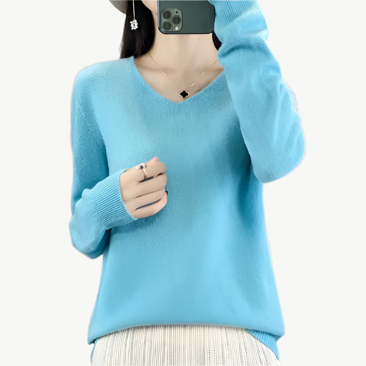 Hazel - Luxuriöser Pullover aus Merinowolle - Mayfair ModaSeeblauM
