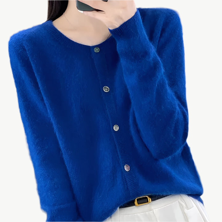 Hira - Weiche, warme Strickjacke - Mayfair ModaBlauS