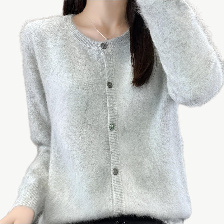 Hira - Weiche, warme Strickjacke - Mayfair ModaHellgrauS