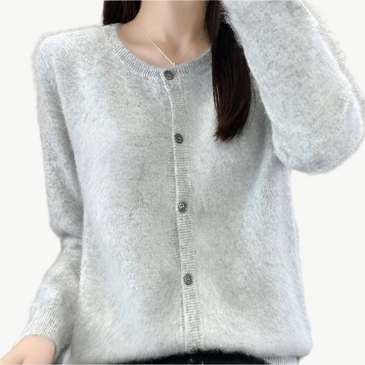 Hira - Weiche, warme Strickjacke - Mayfair ModaHellgrauS
